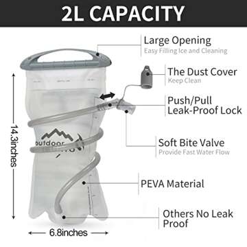 IX INOXTO Hydration Pack Backpack, Lightweight Water Backpack with 2L Hydration Bladder Daypack for Men Women,Running Hydration Vest for Trail Running Hiking Cycling Race Climbing (Black Grey)