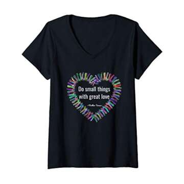 Women’s Mother Teresa Inspirational V-Neck T-Shirt for Volunteers