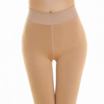 Blostirno Women's Fleece Lined Tights Thermal Pantyhose Leggings Opaque Winter Warm Thick Stockings Tights(Footed Camel Tan 2 Pack XS/S)