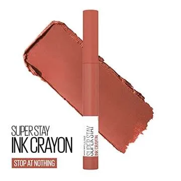 Maybelline Super Stay Ink Crayon Matte Longwear Lipstick Makeup, 160 Stop At Nothing, 0.04 oz
