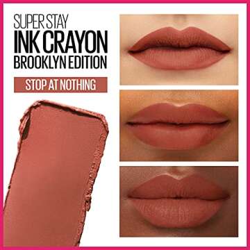 Maybelline Super Stay Ink Crayon Matte Longwear Lipstick Makeup, 160 Stop At Nothing, 0.04 oz