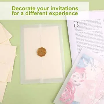 100pcs Vellum Paper for Invitations, 5x7inch Pre-Folded Translucent Vellum Jacket Vellum Wrap Jackets for Wedding Invitations Baby Shower Birthday Invitations