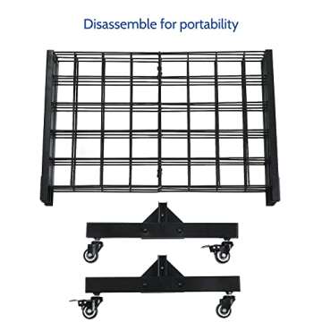 Grid Wall Panels with T-Base Stand - 5' x 2' - Sturdy Metal Art Display Panels for Retail, Home, Trade Shows, and Office - Easy Assembly and Customization - with Caster Wheels