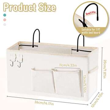 Frjjthchy Bedside Caddy Bedside Organizer Hanging Storage Bag for Bunk College Dorm Bed and Hospital...