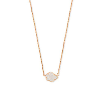Kendra Scott Tess Pendant Necklace for Women, Fashion Jewelry, Rose Gold-Plated, Iridescent Drusy