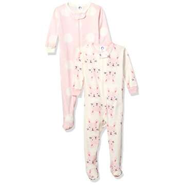 Gerber Baby Girls 2 Pack Cotton Footed Pajamas, BIG DOTS, 18 Months