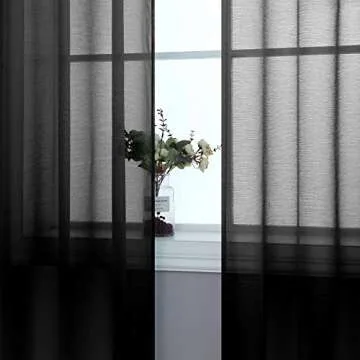 Mrs.Naturall Black Sheer Curtains 84 Inches Long for Living Room Set of 2 Panels Ring Grommet Window Curtain Panels for Bedroom 52x84 Inch Length