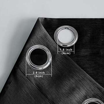 Mrs.Naturall Black Sheer Curtains 84 Inches Long for Living Room Set of 2 Panels Ring Grommet Window Curtain Panels for Bedroom 52x84 Inch Length