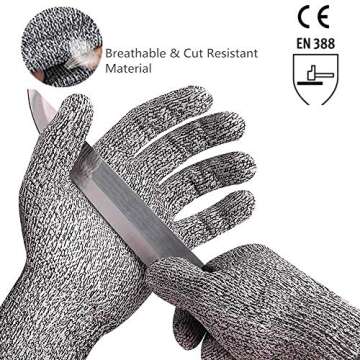 TYMXGHF Large Grey Protective Gloves, Cut Resistant, Breathable, Food Safe, Machine Washable
