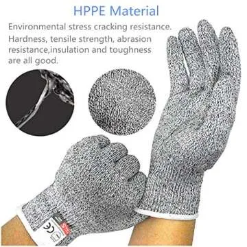 TYMXGHF Large Grey Protective Gloves, Cut Resistant, Breathable, Food Safe, Machine Washable