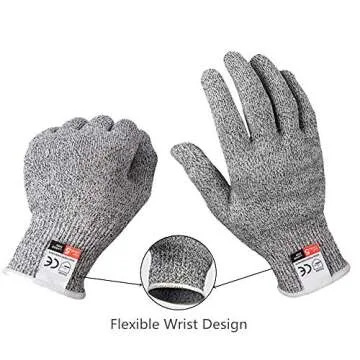TYMXGHF Large Grey Protective Gloves, Cut Resistant, Breathable, Food Safe, Machine Washable