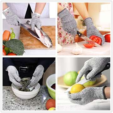 TYMXGHF Large Grey Protective Gloves, Cut Resistant, Breathable, Food Safe, Machine Washable