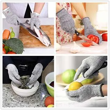 TYMXGHF Large Grey Protective Gloves, Cut Resistant, Breathable, Food Safe, Machine Washable