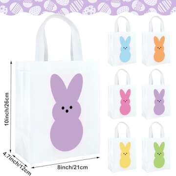 12 Pcs Easter Non-Woven Gift Bags - Perfect for Egg Hunts and Gifts