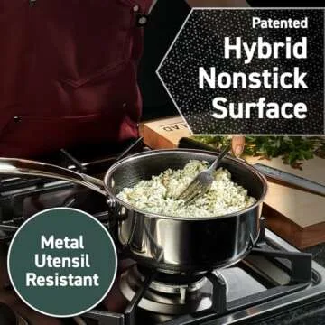 HexClad 12 Piece Hybrid Stainless Steel Cookware Set - 6 Piece Frying Pan Set and 6 Piece Pot Set with Lids, Stay Cool Handles, Dishwasher Safe, Induction Ready, Metal Utensil Safe