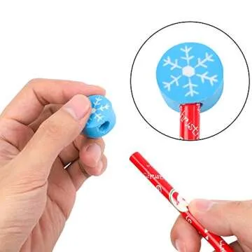 Colorful Christmas Pencil Set with Erasers and Sharpeners