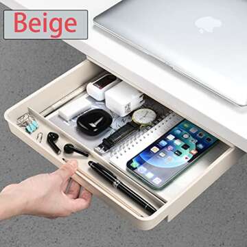 GGIANTGO Under Desk Drawer, Self-Adhesive Under Desk Storage, Desk Drawer Organizer for Office Home ...