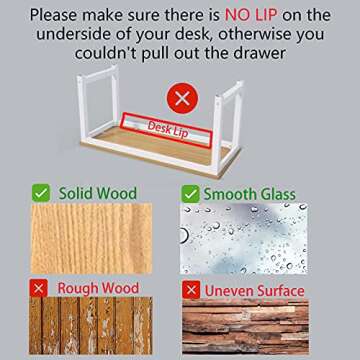 GGIANTGO Under Desk Drawer, Self-Adhesive Under Desk Storage, Desk Drawer Organizer for Office Home Stationery (Medium and Small-White)