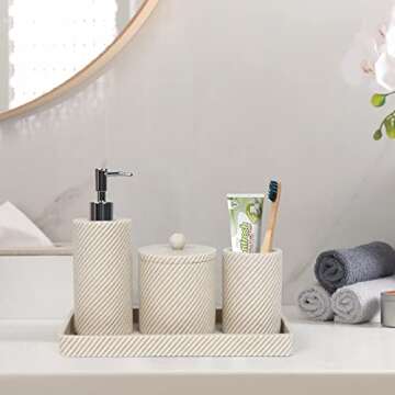 Beige Bathroom Accessories Set 4 Pcs for Stylish Organization