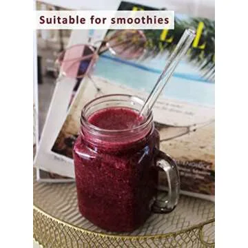 Set of 4 Reusable Glass Straws for All Beverages