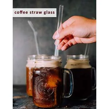 Set of 4 Reusable Glass Straws for All Beverages