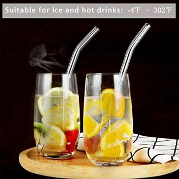 Set of 4 Reusable Glass Straws for All Beverages