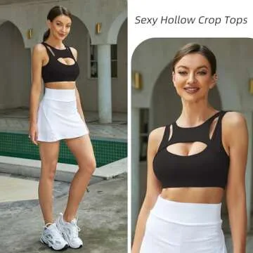 Push up Sports Bra for Women Sexy Hollow Crop Tops with Removable Cups Yoga Workout Fitness Yoga Bra Medium Support Black XX-Large