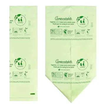 UNNI Compostable Liner Bags, 13 Gallon, 49.2 Liter, 50 Count, Heavy Duty 0.9 Mil, Tall Kitchen Food Scrap Waste Bags, ASTM D6400, US BPI, CMA and Europe OK compost HOME Certified, San Francisco