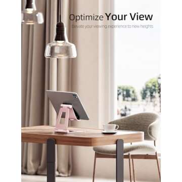 Nulaxy Aluminum Dual Foldable iPad Stand, Fully Adjustable Desktop Tablet Holder, iPad Accessories for Office Kindle Compatible with Mobile Devices iPad Pro/Air/Mini, iPhone Pro/Max/Plus, Rose Gold