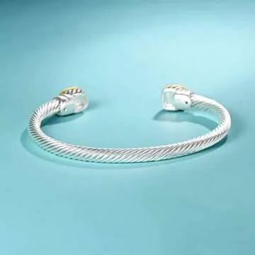 Elegant UNY Jewel Thin Twisted Cable Wire Bangle