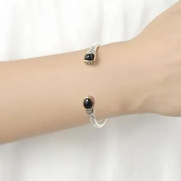 Elegant UNY Jewel Thin Twisted Cable Wire Bangle
