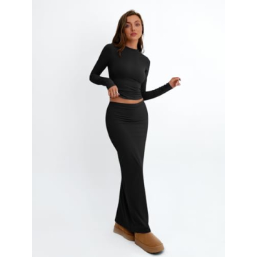 Trendy Queen 2 Piece Skirt Set for Women in Black