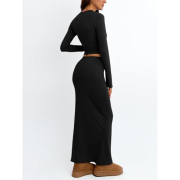 Trendy Queen 2 Piece Skirt Set for Women in Black