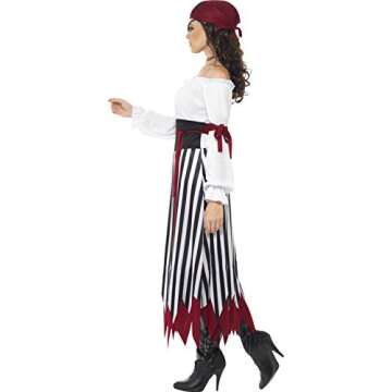 Smiffy's Women's Pirate Lady Costume Dress with Arm Ties Belt and Headpiece