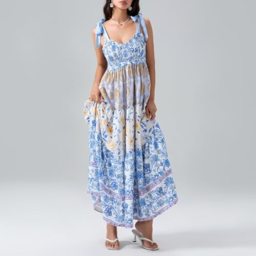 Chic Women Floral Boho Maxi Dress for Summer Fun