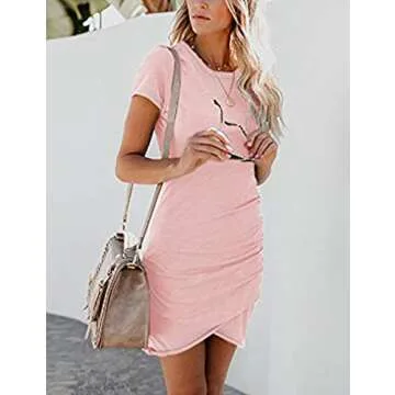 Stylish Qearal Short Sleeve Ruched Mini Dress for Summer