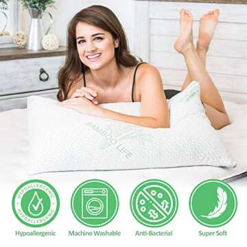 Elif Home Goods 2 Pack King Size Bamboo Pillow Set - Adjustable Memory Foam for Comfort