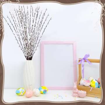 Thiccywoov 20 Stems 31.5 Inch Artificial Pussy Willow Branches for Vases Dried Flower Stems with White Flowers Faux Snow Willow Branches for Indoor Outdoor Wedding Home Party Fireplace Yard Decoration