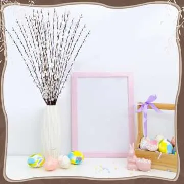 Thiccywoov 20 Stems 31.5 Inch Artificial Pussy Willow Branches for Vases Dried Flower Stems with White Flowers Faux Snow Willow Branches for Indoor Outdoor Wedding Home Party Fireplace Yard Decoration