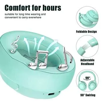 Bluetooth Wireless Headphones Over Ear,BERIBES 65H Playtime and 6 EQ Music Modes with Microphone,HiFi Stereo Foldable Lightweight Headset, Deep Bass for Home Office Cellphone PC Etc.(Green)