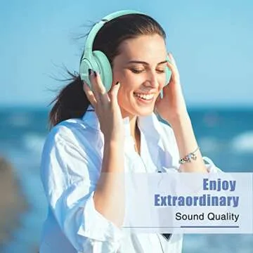 Bluetooth Wireless Headphones Over Ear,BERIBES 65H Playtime and 6 EQ Music Modes with Microphone,HiFi Stereo Foldable Lightweight Headset, Deep Bass for Home Office Cellphone PC Etc.(Green)