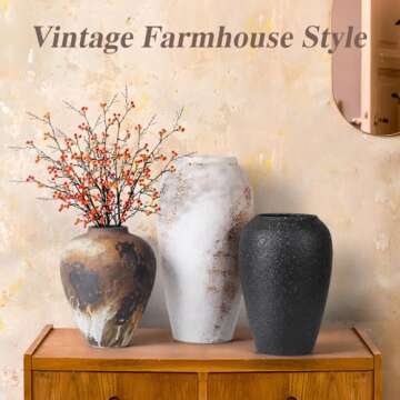 Rustic Ceramic Flower Vase - Handcrafted Elegance for Home Decor