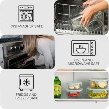 Razab 6 PC Square Glass Food Storage Containers with Airtight lids (74, 40 & 27 oz) Kitchen Glass Meal Prep Containers Set for Freezer Reusable Leftover Lunch Boxes, Oven, Microwave, Dishwasher Safe