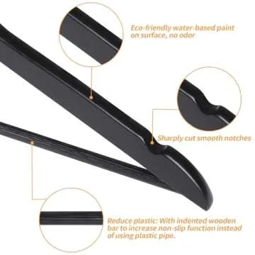 Amazon Basics Wood Suit Clothes Hangers - Black, 20-Pack