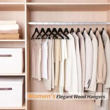 Amazon Basics Wood Suit Clothes Hangers - Black, 20-Pack