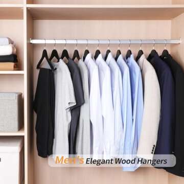 Amazon Basics Wood Suit Clothes Hangers - Black, 20-Pack