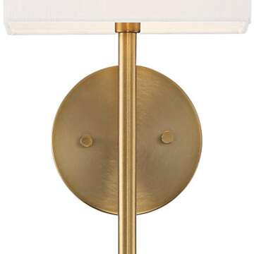 Possini Euro Design Favreau Modern Wall Sconce Lighting Warm Brass Gold Hardwired 16 1/4" High Fixture Rectangular Linen Shade for Bedroom Bedside Living Room Home Hallway Dining Kitchen