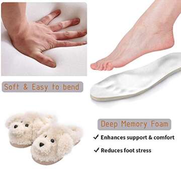 Aliwendy Women's Cute Dog Animal Slippers Warm Memory Foam winter Slippers Soft Fleece Plush House Slippers Indoor Outdoor(White Teddy Dog 38)