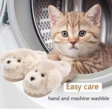 Aliwendy Women's Cute Dog Animal Slippers Warm Memory Foam winter Slippers Soft Fleece Plush House Slippers Indoor Outdoor(White Teddy Dog 38)