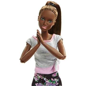 Barbie Made to Move Doll with 22 Joints, Dark Hair, Floral Yoga Pants and Gray Top